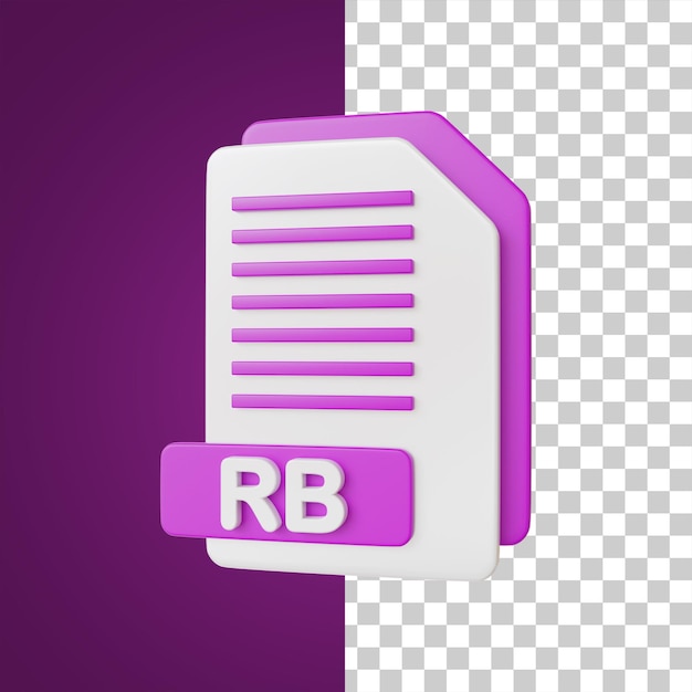 Ilustración 3d de formato de archivo de documento RB