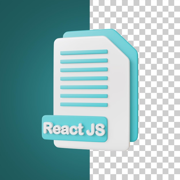 Ilustración 3d de formato de archivo de documento React JS