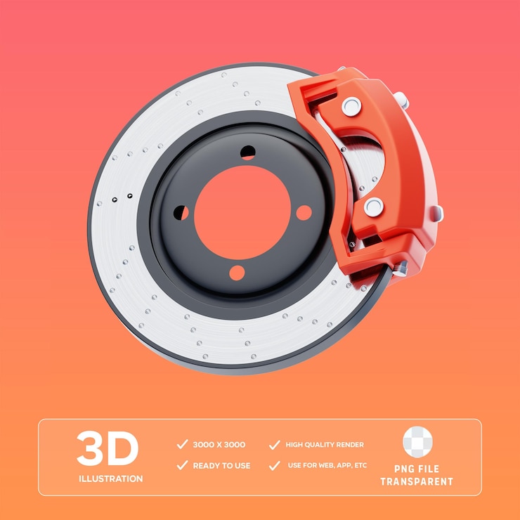 PSD ilustración 3d del freno de disco psd
