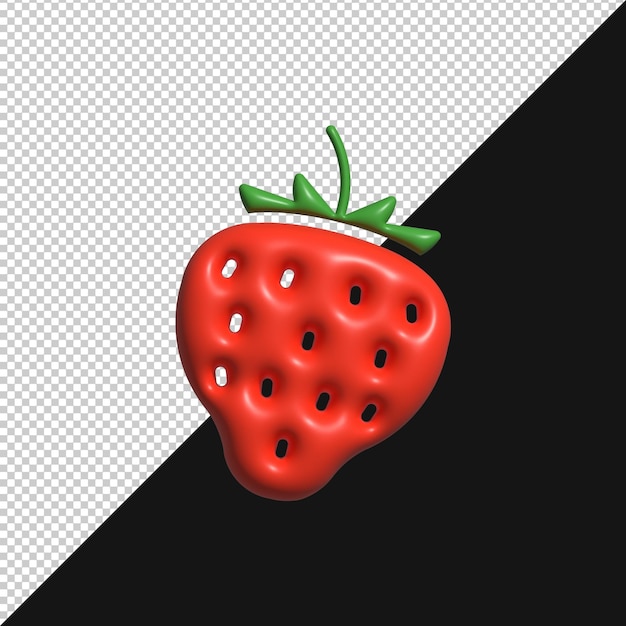 Ilustración 3D de una fresa roja con tallo verde