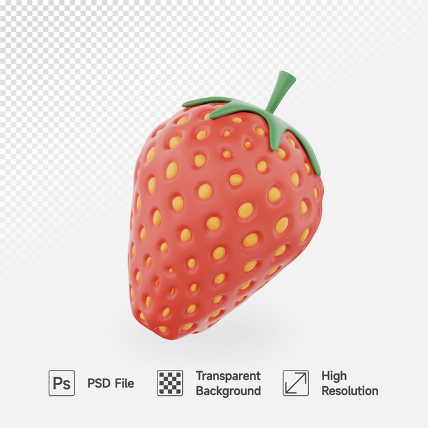 PSD ilustración 3d de fresa