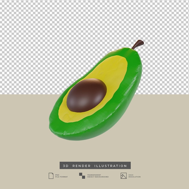 Ilustración 3d de fruta de aguacate