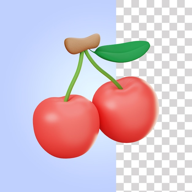 Ilustración 3d de fruta de cereza