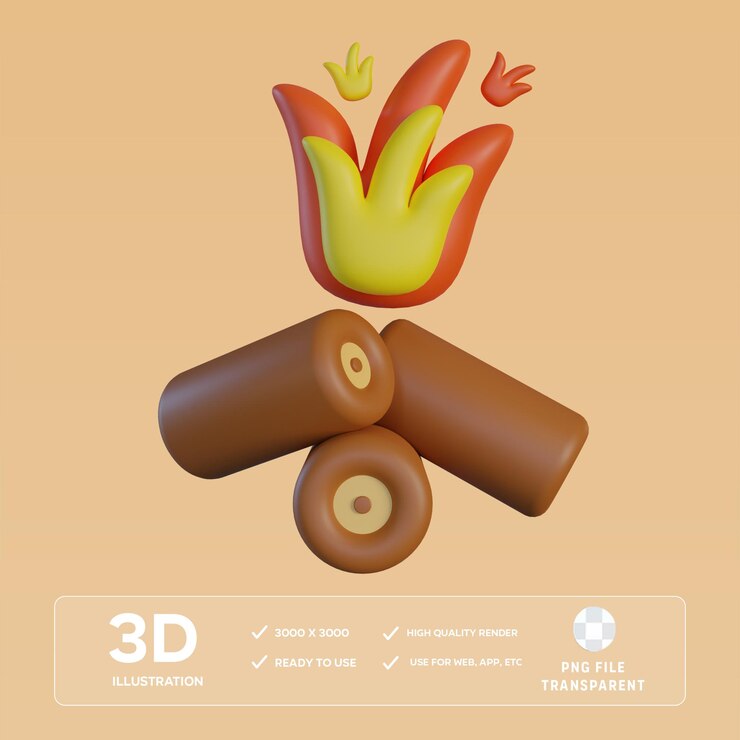 PSD ilustración 3d de fuego de bomberos de psd