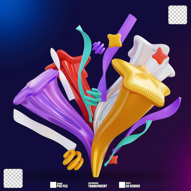 PSD ilustración 3d de fuegos artificiales 2
