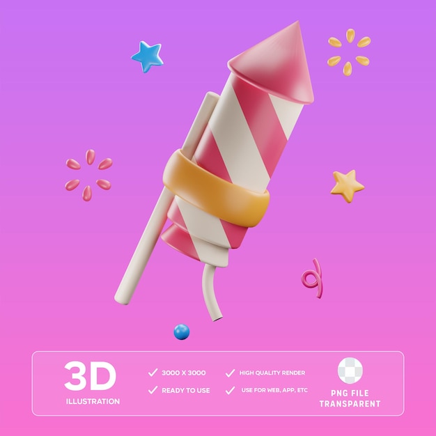Ilustración 3D de los fuegos artificiales de PSD