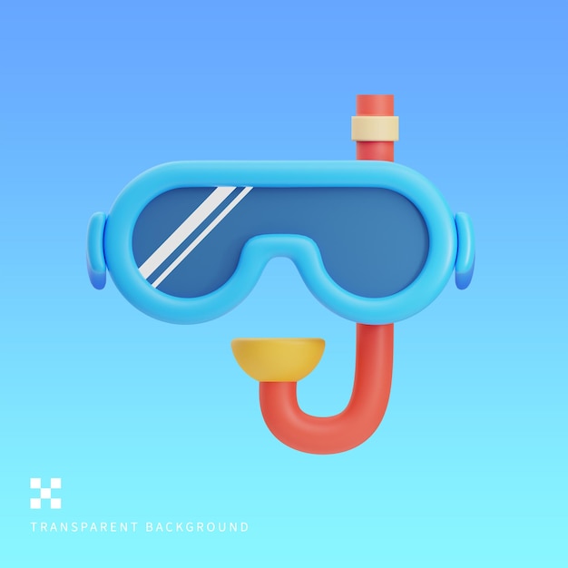 PSD ilustración en 3d de las gafas de natación psd