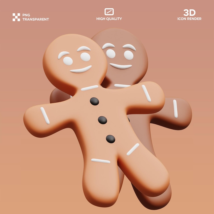 PSD ilustración en 3d de las galletas de pan de jengibre de chocolate psd