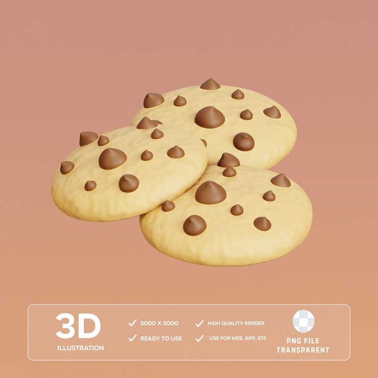 PSD ilustración 3d de galletas