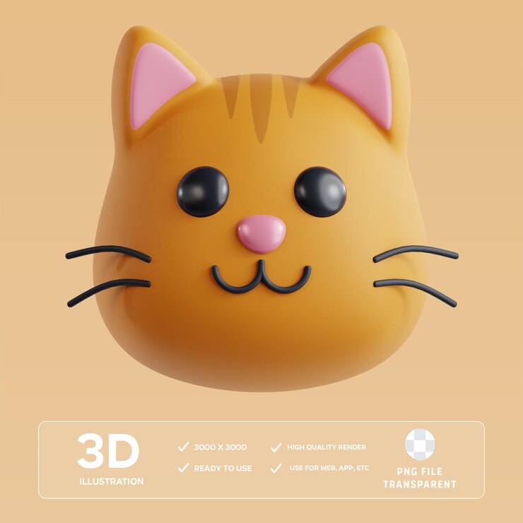 Ilustración 3D del gato PSD