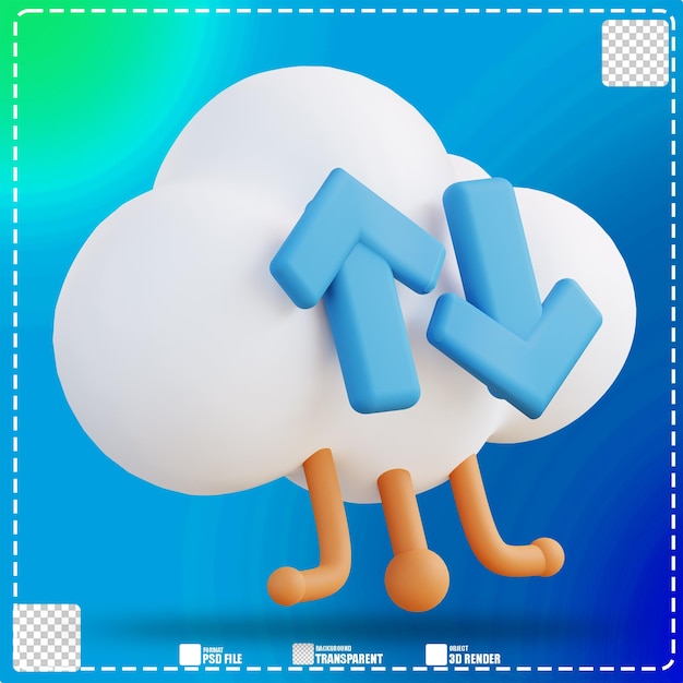 PSD ilustración 3d de la gestión de copias de seguridad en la nube 2