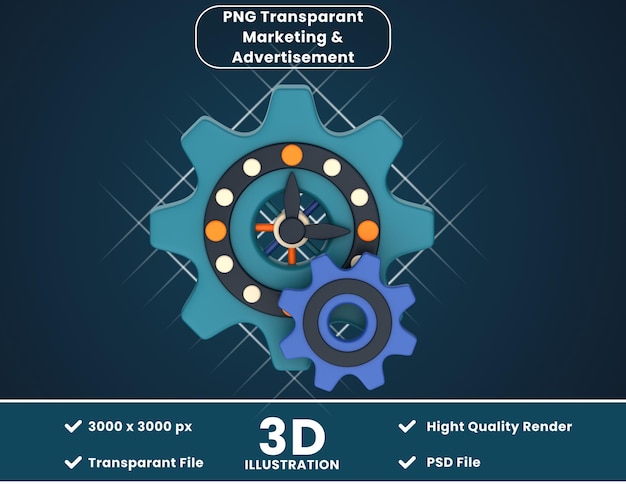 PSD ilustración 3d de gestión del tiempo