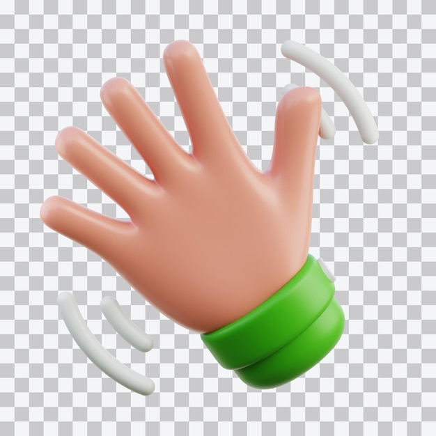 Ilustración en 3D del gesto de la mano que agita