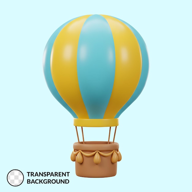 Ilustración en 3D de un globo de aire caliente de dibujos animados