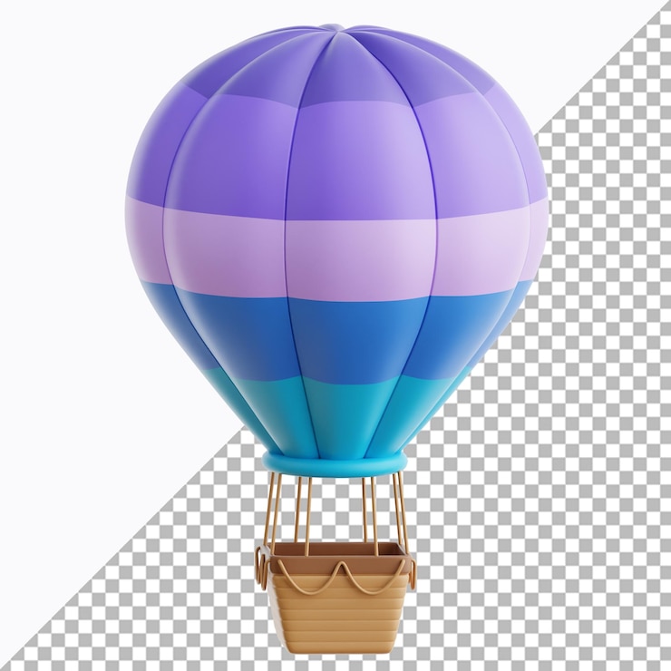 PSD ilustración en 3d del globo de aire caliente
