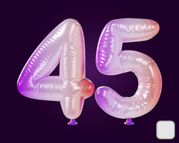 Ilustración en 3D del globo número 45 Arco iris