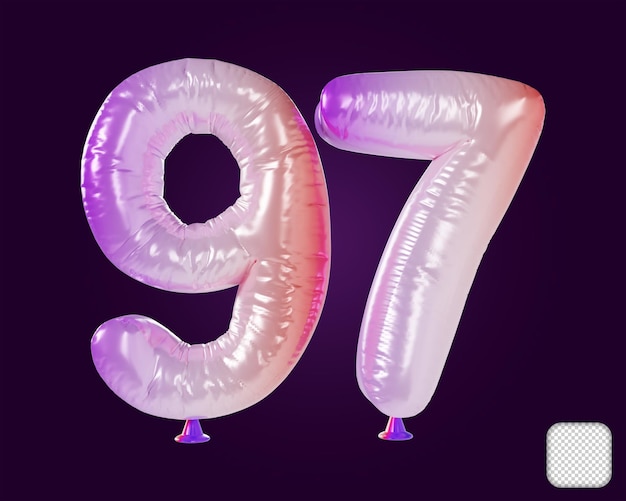 Ilustración en 3D del globo número 97 Arco iris