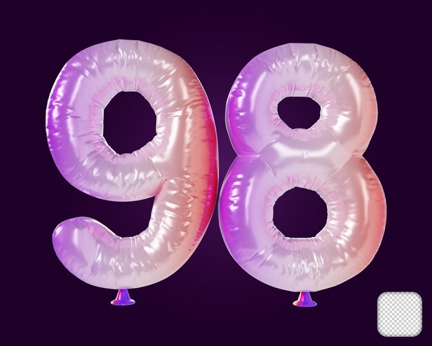 Ilustración en 3D del globo número 98 Arco iris