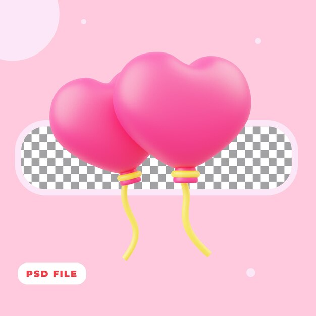 ilustración 3d de globo de san valentín