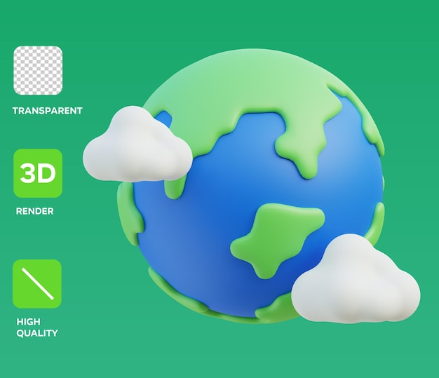 Ilustración 3D del globo terrestre de PSD