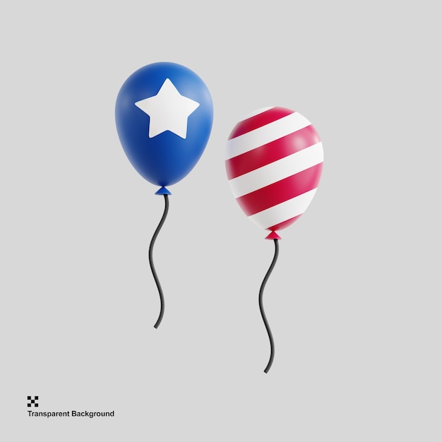 PSD ilustración 3d de globos de américa