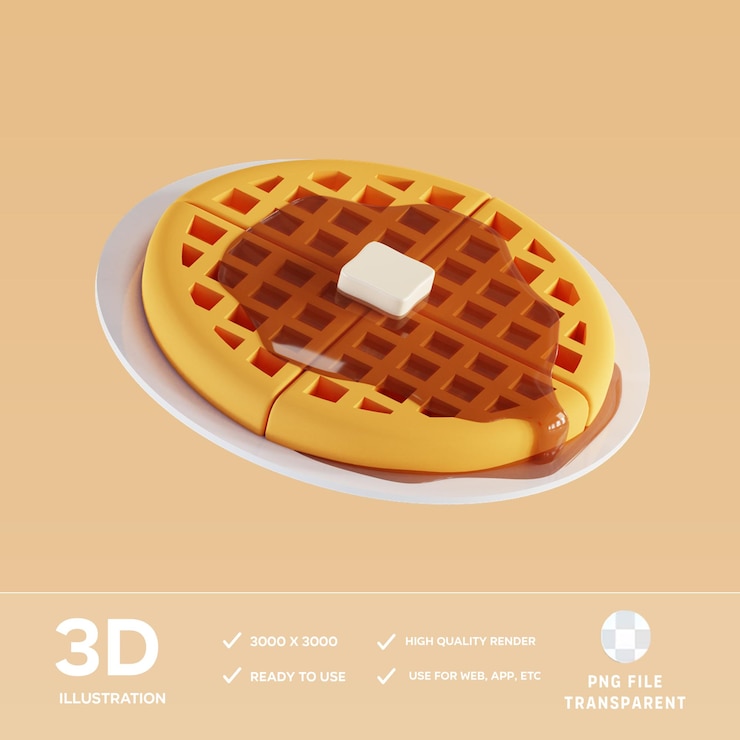 PSD ilustración 3d del gofre psd