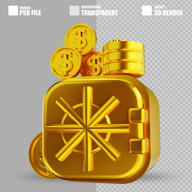 Ilustración 3d golden ahorrar dinero