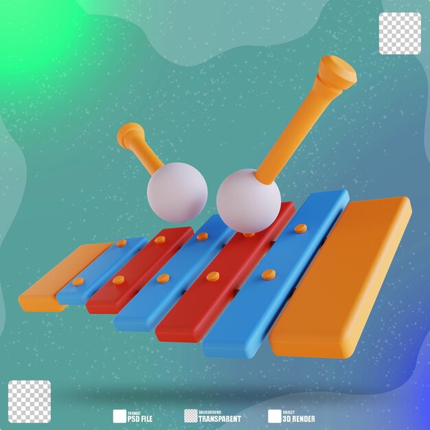 Ilustración 3D golpeando el juguete musical 2