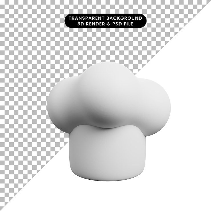 PSD ilustración 3d de gorro de cocinero de cosas de cocina