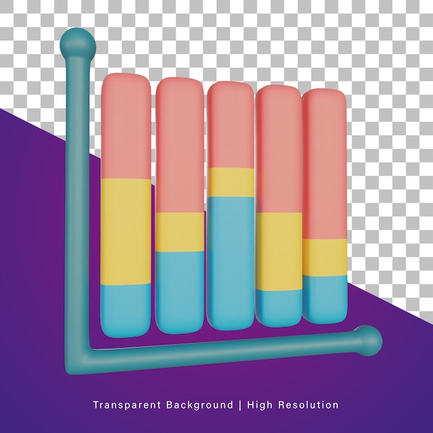 Ilustración 3D de gráfico de barras