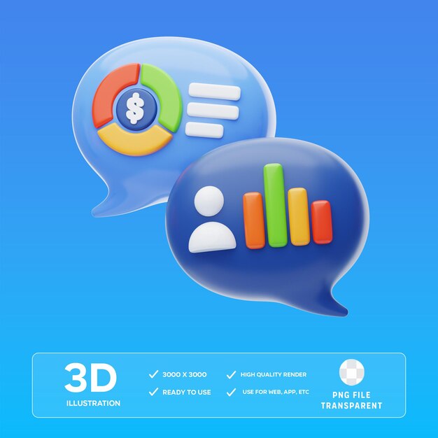 Ilustración 3D del gráfico de chat de PSD