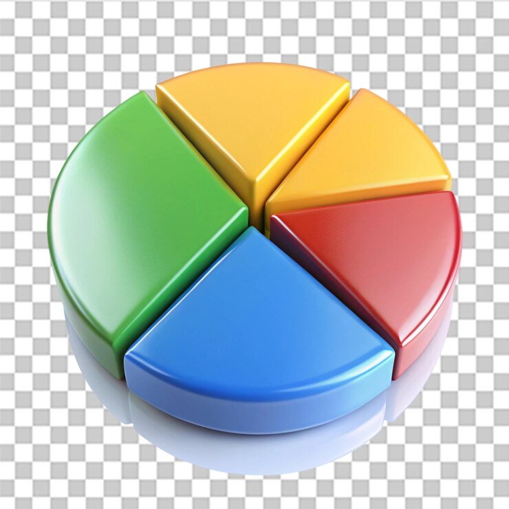 PSD ilustración 3d de un gráfico circular aislado en un fondo transparente