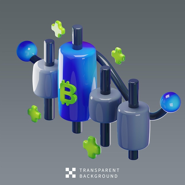 Ilustración 3D del gráfico de velas PSD