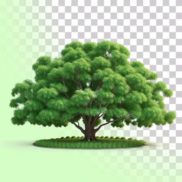 Ilustración 3D de un gran árbol verde aislado en un fondo transparente