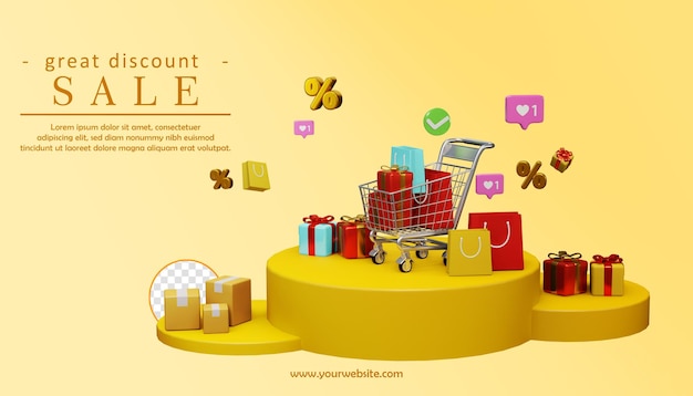 Ilustración 3D gran descuento gran venta premium psd