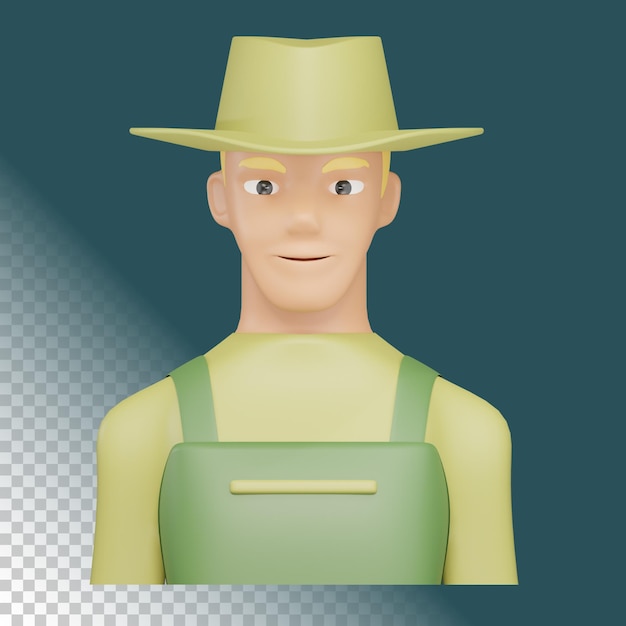 Ilustración en 3D del granjero masculino