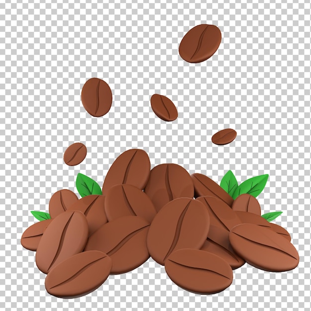 Ilustración 3d de grano de café