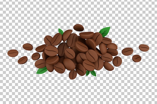 Ilustración 3D de granos de café
