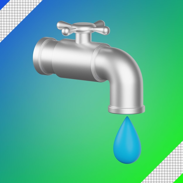 PSD ilustración 3d del grifo de agua