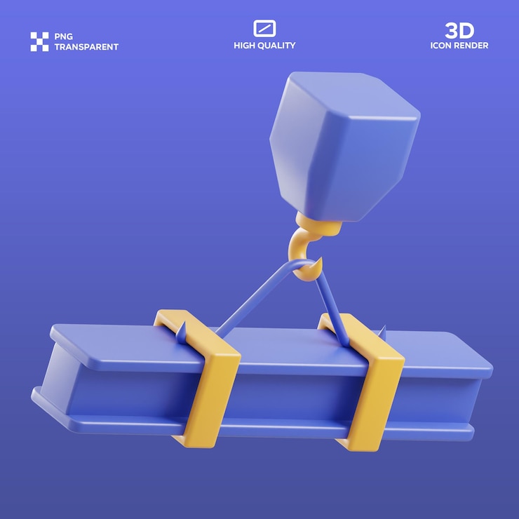 PSD ilustración 3d de la grúa psd