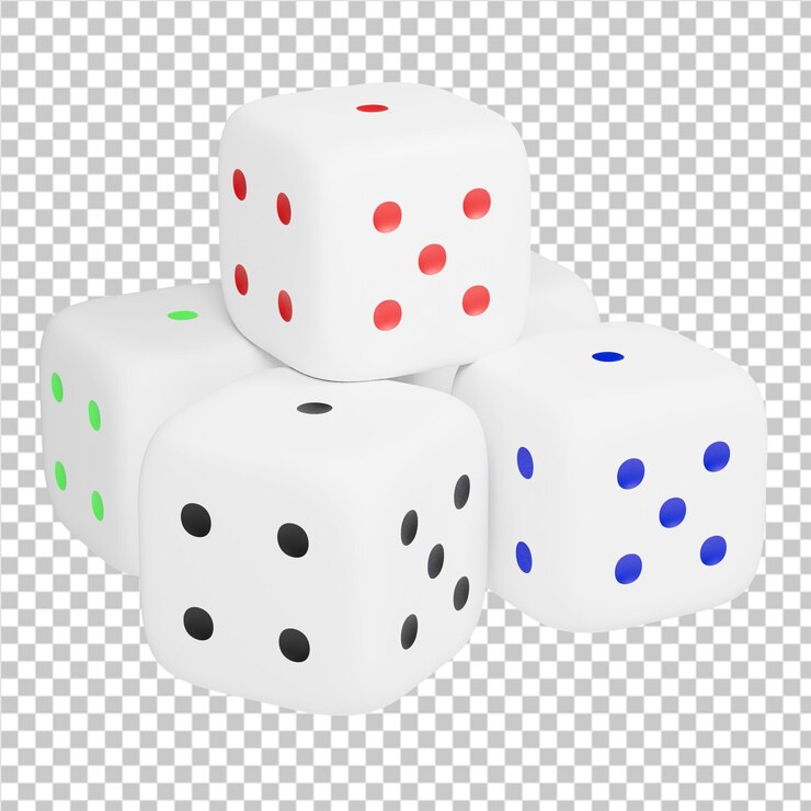 PSD ilustración 3d del grupo de dados