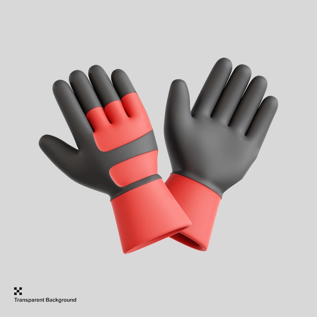 Ilustración 3D de guantes protectores para carpintería