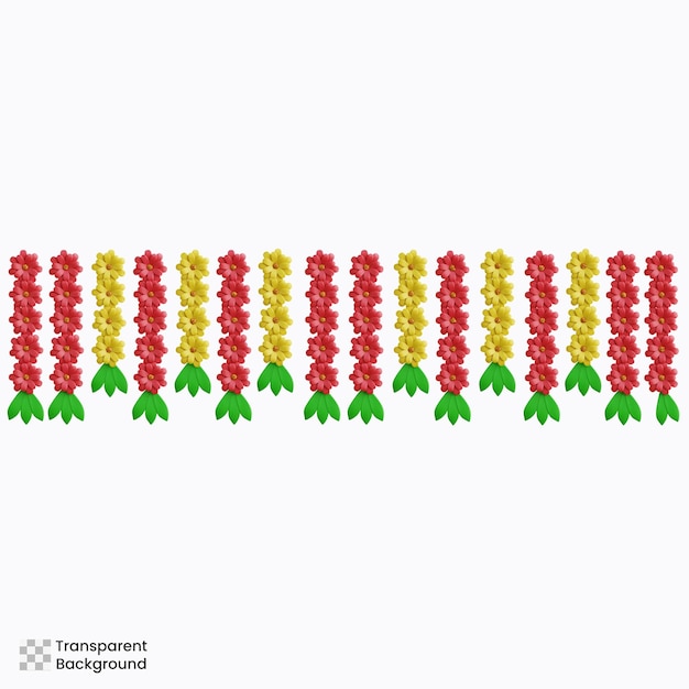 Ilustración en 3D de la guirnalda de flores