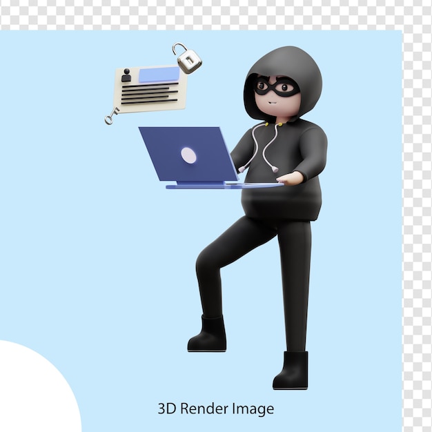 PSD ilustración 3d hackear cuentas de ciberdelincuencia