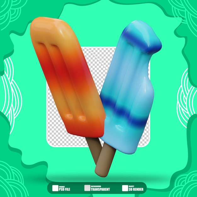 PSD ilustración en 3d helado 2