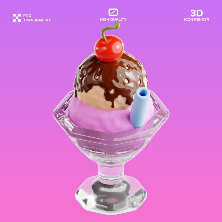 PSD ilustración 3d del helado de helado psd