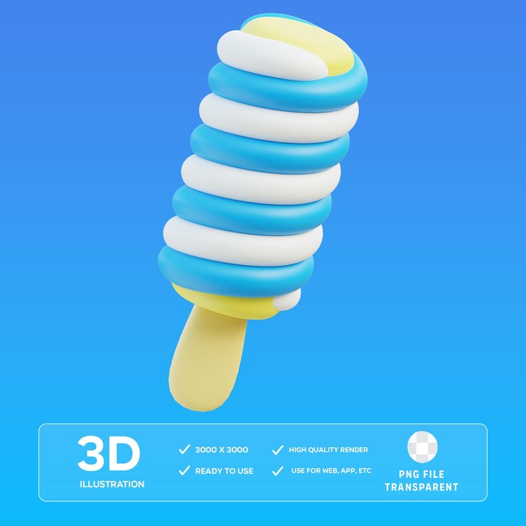 Ilustración 3D del helado Twister de PSD