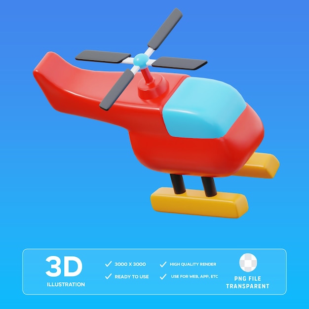 Ilustración 3D de un helicóptero de juguete PSD