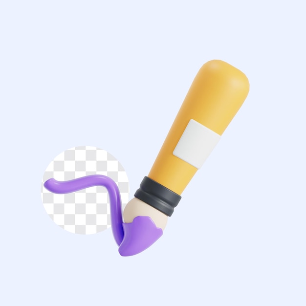 Ilustración 3D de la herramienta de pincel para software de diseño