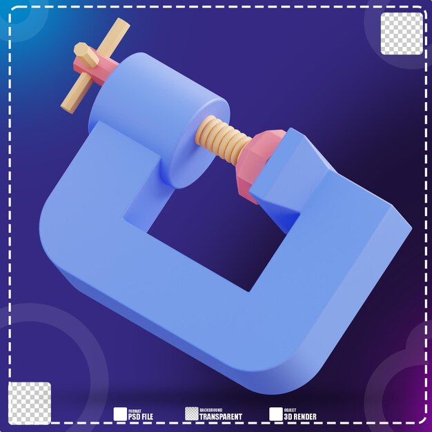 Ilustración 3d de la herramienta de prensado de madera 3